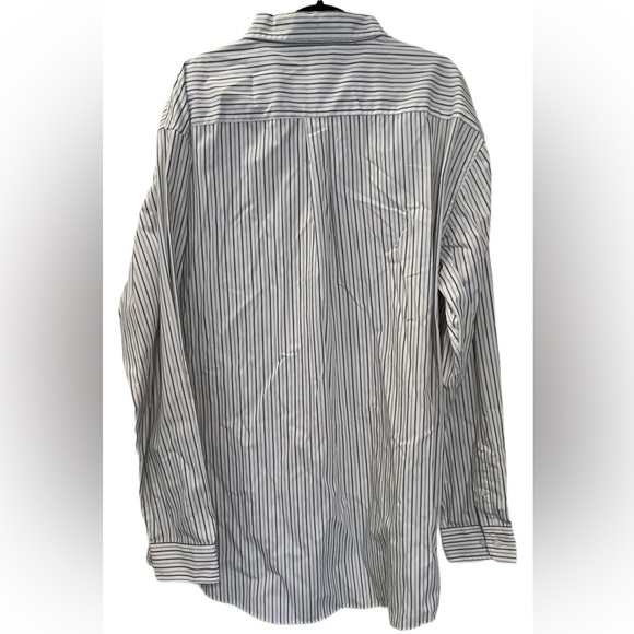 NWOT Edward’s Long Sleeve Oxford Shirt, Size 3XLT, White with dk gray/tan stripe - Picture 3 of 3